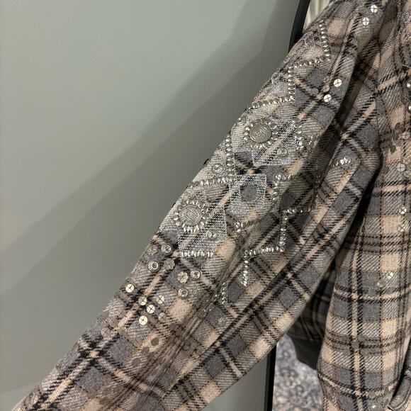 Free People Louie Wool Blend Embellished Bomber Jacket - Picture 6 of 10